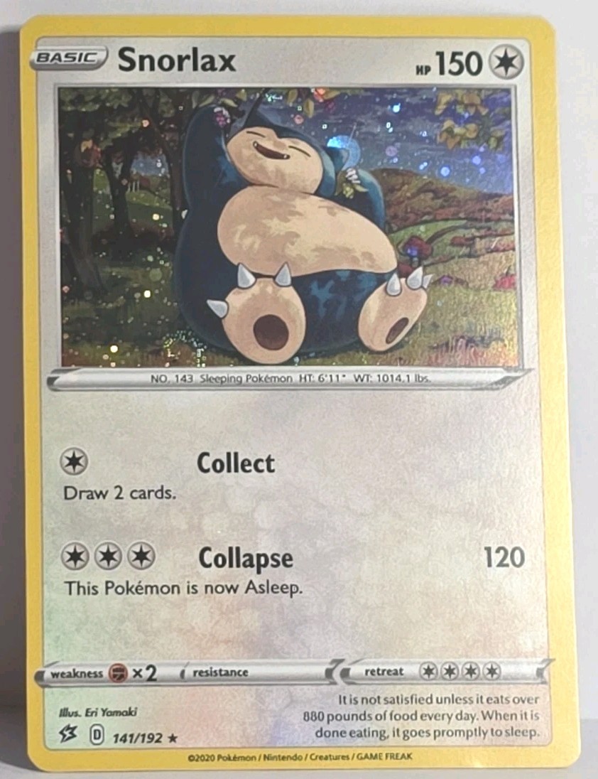 Snorlax 141/192 Fart Swirl Holo Bleed Cosmo Holo Rare Rebel Clash Pokémon TCG LP