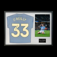 Nico O'Reilly Signed Framed Manchester City Football Shirt, with White Mount