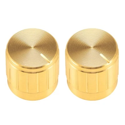 UXCELL 2 Stk.Lautstärke Kontrolle Dreh Knopf Gerändelt Schaft Loch Gold Ton 17x17mm