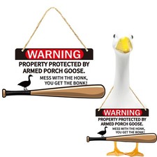 Porch Goose Sign Mess With The Honk You Get Bonk 3 x 15 inches, Brown