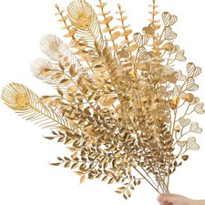 40 PCS Gold Decor Fake Leaves Artificiales 20 Inch Wedding Home