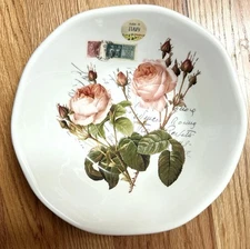 EFFETTI HOME Ceramic Rose Script Pasta Bowls 8 3/4” Set Of 4 Handmade Italy NEW