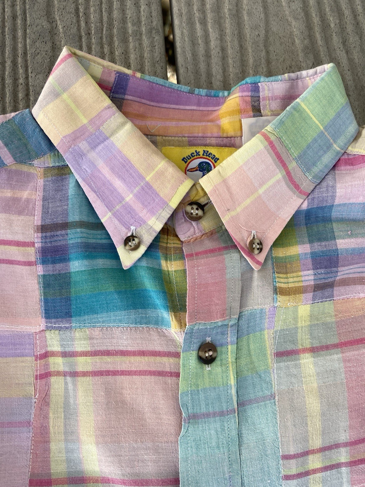 Duck Head Madras Patchwork Button Down Shirt Mens… - image 5