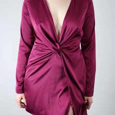 Coquette Fashion Nova Dress Large Sugar Land Satin Red Wine Mini Gothic