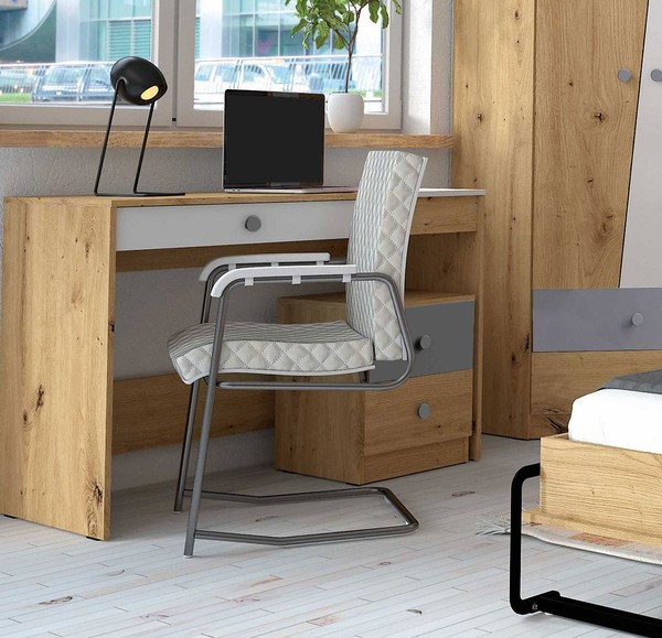 Schreibtisch Computertisch BüRotisch 120Cm Artisan Eiche Weiß Matt 76466339-image