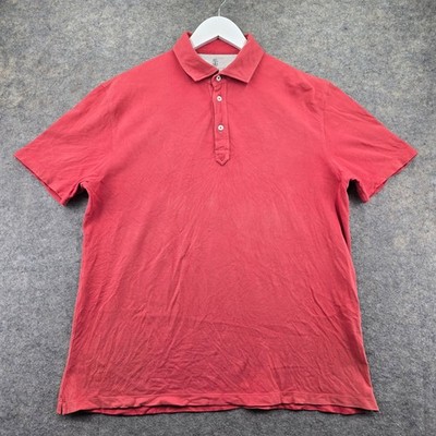Brunello Cucinelli Men's Polo Shirt Coral Red 54 (US L) 100% Cotton Pique Italy