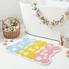 Cute Bunny Spring Easter Soft Non Slip Absorbent Bath Mat Rug 22x32 Inch