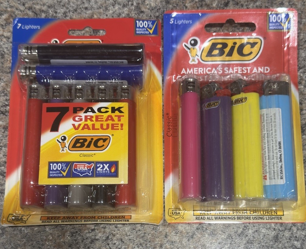 New BIC Classic 11 Full Size Pocket Lighter, Assorted Colors 7 Pack/4 Pack