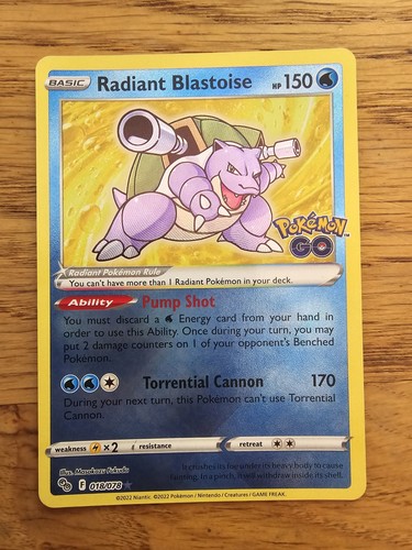 Radiant Blastoise 018/078 Pokemon Go Radiant Rare Pokemon Card