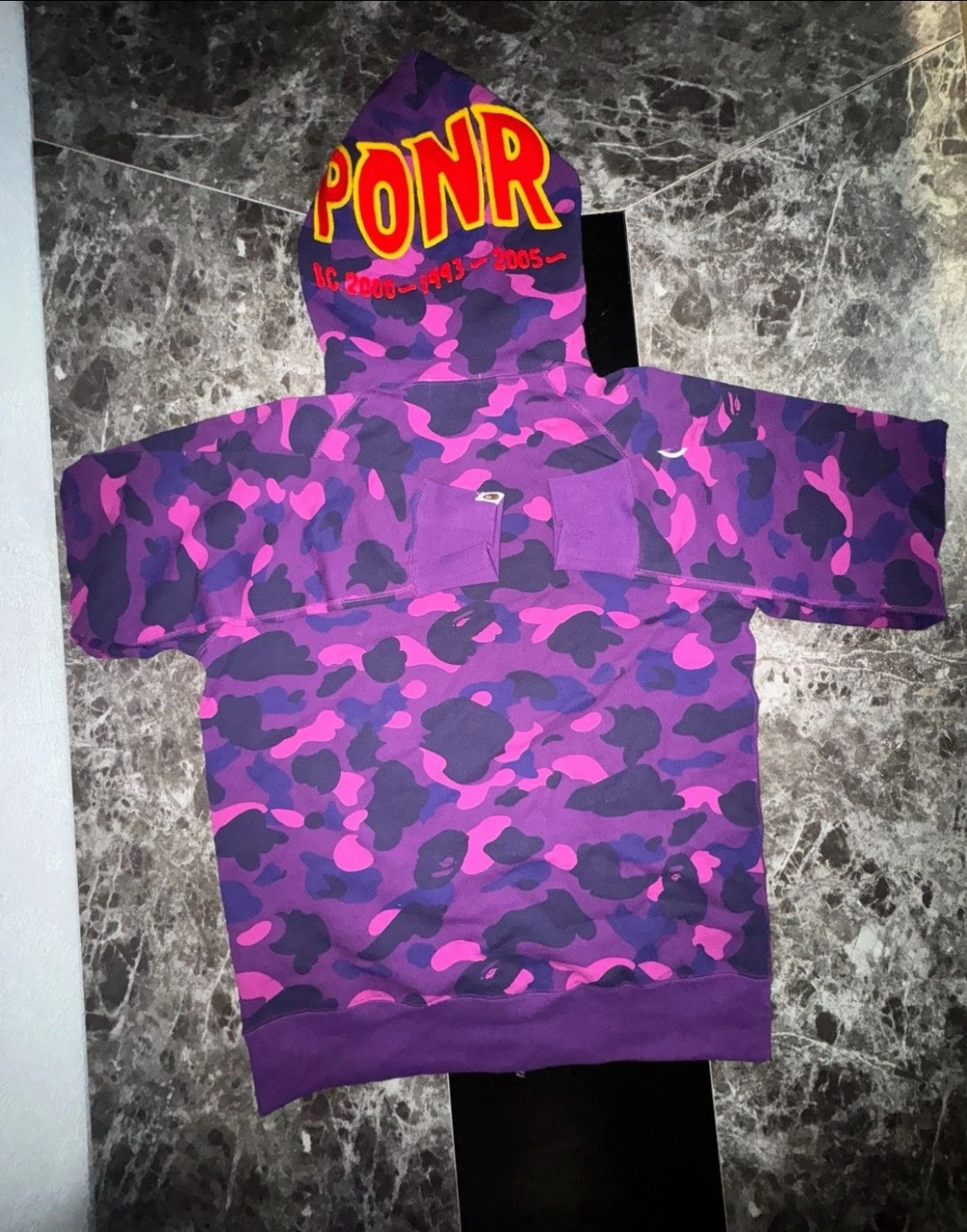 A BATHING APE (BAPE) BAPE PONR Felpa con Cappuccio Full Zip Viola Uomo XL (nuova con etichette)