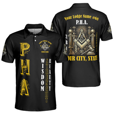 Personalized Name Freemasonry PHA 2B1 ASK1 Wisom Strenght Beaut Polo Shirt S-5XL