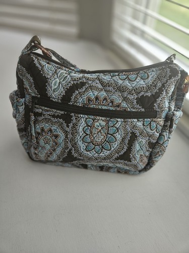 Tanya Lee Quilted Blue Brown Paisley Purse Shoulder Bag Handbag Matching Wallet - Picture 2 of 14