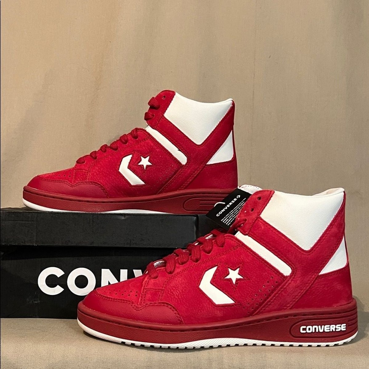 Converse Weapon Mid Red White Sneakers Mens 9.5 NWT Classic Retro