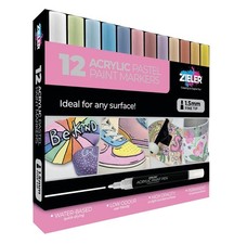 Zieler 12 Acrylic Paint Pens for Rock Painting, Ceramic, Porcelain, Glass, Stone