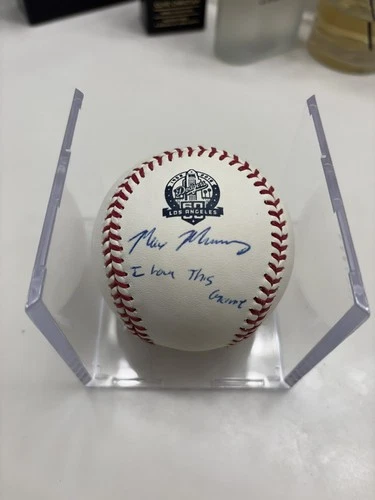 Max Muncy Signed Baseball Dodgers 60th Anniversary Logo With Inscription PSA