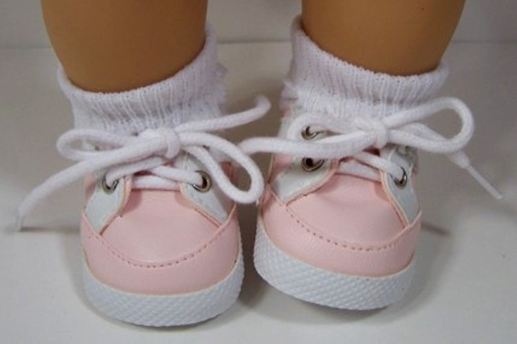 Light Pink Sporty Doll Shoes 68mm For 15" Bitty Baby Girl (Debs)
