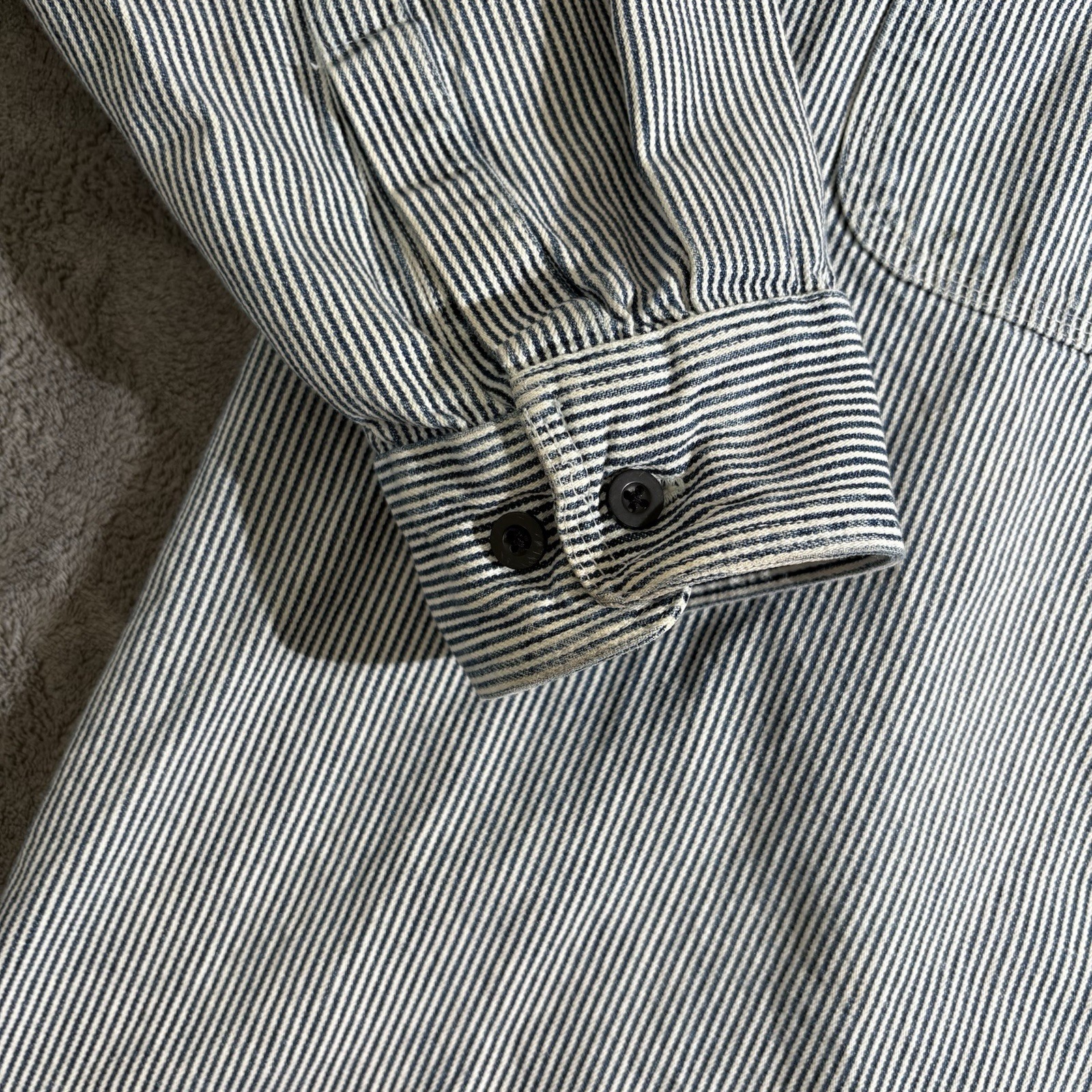 Missing Button Five Brother Hickory Stripe Long S… - image 4