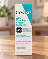 CeraVe Acne Foaming Cream Cleanser 4 Benzoyl Peroxide Face 5 fl oz