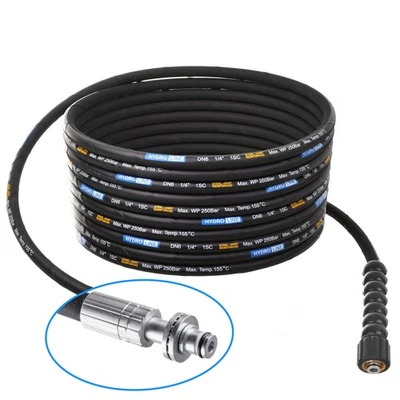 TECHKAR 15m Haute Pression Nettoyeur 11mm DN6 Tuyau 250 bar M22 pour KARCHER HD HDS