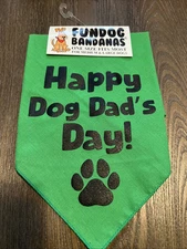 HAPPY DOG DADS DAY  Fundog Triangle Bandana For Medium & Large Dogs GREEN