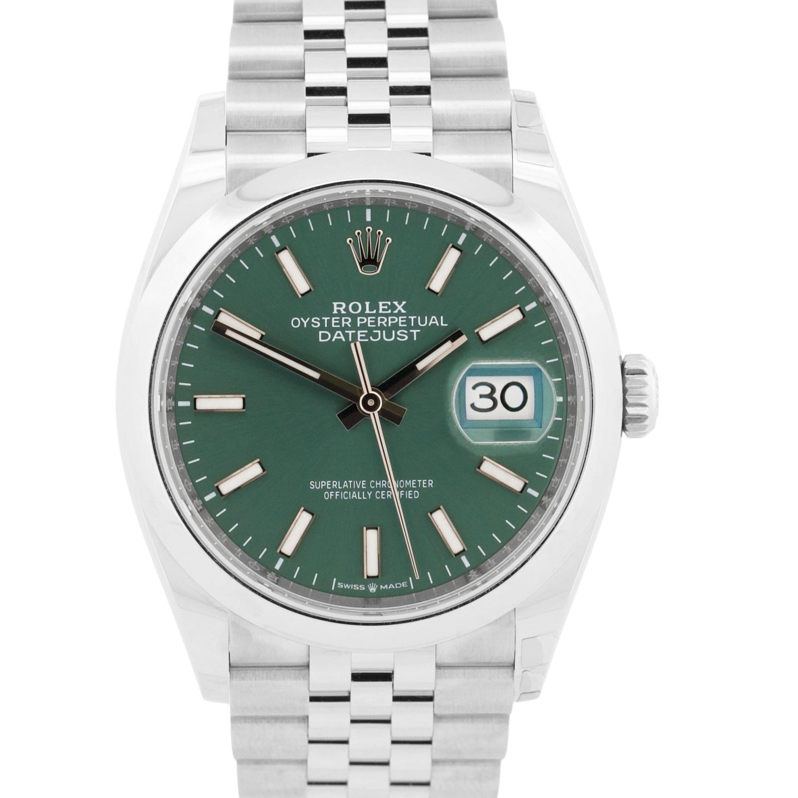 NEW 2025 PAPERS Rolex DateJust MINT GREEN Steel JUBILEE 36mm Watch 126200 BOX