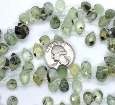 12x8mm Prehnite Faceted Briolette Teardrop Gemstone Beads 16-Inch Strand