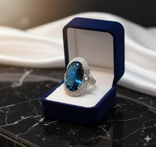 925 Sterling silver ring london blue topaz Oval engagement Ring Christmas Gift