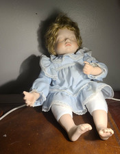 Vinyl Girl Baby Doll Light Complexion Blonde Curly Hair Removable Outfit