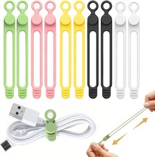 10 Pcs Silicone Cable Ties, Reusable Data Cable Organizer Wire Organizers for