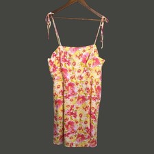 NEW Old Navy Floral Coquette Linen Cami Mini Dress XXL 2X Fit Flare Tie Shoulder