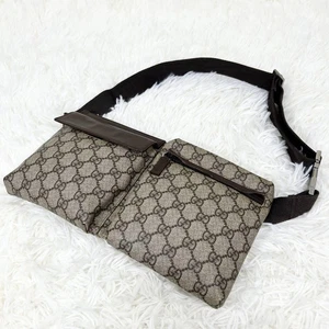 Gucci sac bandoulière pochette taille GG Supreme cuir marron authentique