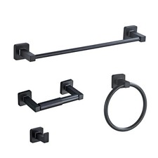 Matte Black Bathroom Hardware Set 4 Pieces,Towel Bar Set Stainless Steel Wall Mo