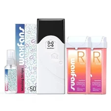 WAXFANS ROLL ON ROSE WAX KIT - EASY HAIR REMOVAL WARMER/WAXER - Black/White