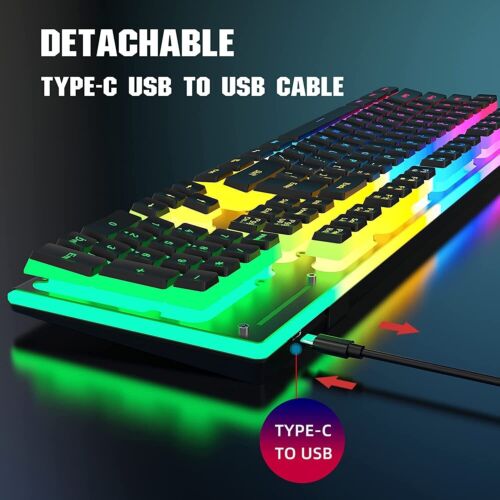 2.4G Wireless Gaming Keyboard and Mouse 3000 mAh RGB Backlit Cordless For PC PS4 - Picture 5 of 17