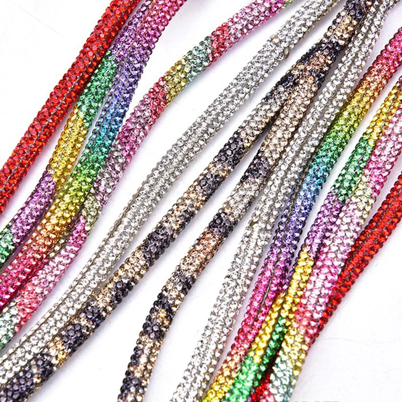 6mm Shiny Rhinestone Tube Rope Chain w/Empty Hot Melt Hose Jewelry Applique 1M - Image 4 of 4