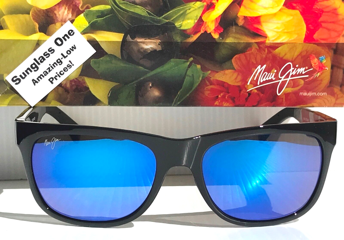 NEW Maui Jim KAHI Glossy Black CANADA POLARIZED Maui Blue Sunglass