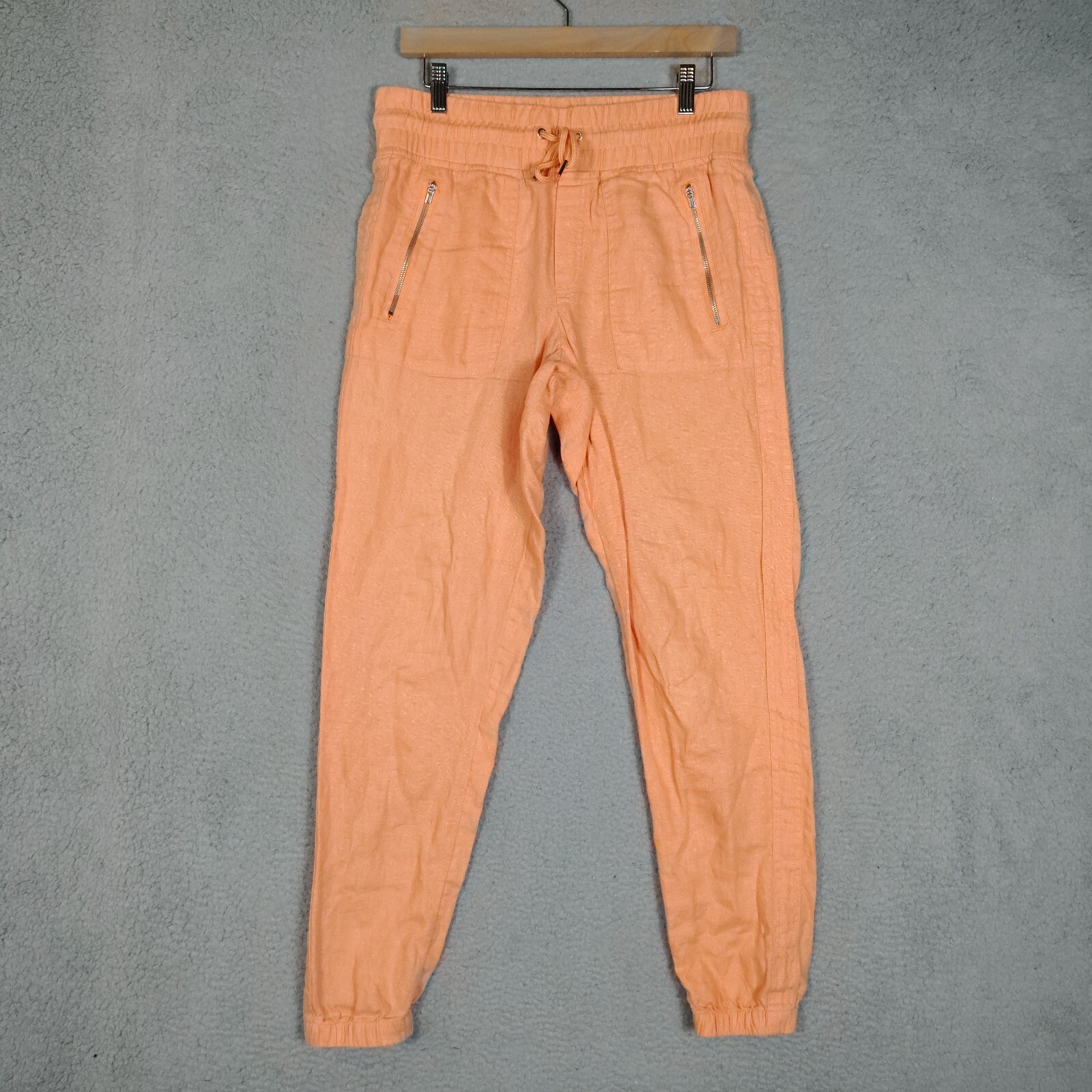 Athleta Joggers Women's 6 Tall Cactus Peach 100% Linen Tapered Leg Pants Beachy-image