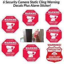 6 Security CCTV Camera Static Cling Decals  1 Home Alarm Security Sticker