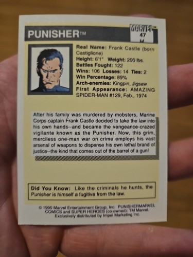 1990 Impel Marvel Universe Punisher #47 - Picture 2 of 2