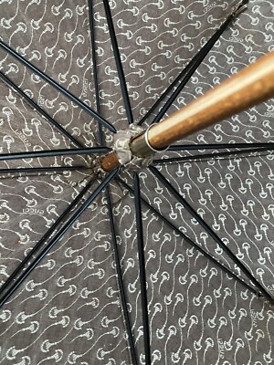 Rare Unique Vintage Gucci umbrella wooden handle w shoulder strap