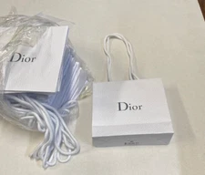 ( 3 bags ) Small Classic DIOR White Textured Paper Gift Bag new 5 x 6 x 2