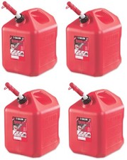 4 ea Midwest 5600 5 Gallon Red Poly Gas Gasoline Fuel Cans w Spill Proof Spout