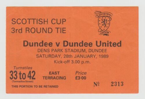 Vieux Billet De Foot – Dundee United Contre Rangers (Demi-finale Coupe De La Ligue écossaise, 24 Septembre 1986)