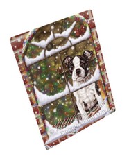 Come Home For Christmas Boston Terriers Dog Woven Throw Sherpa Blanket T249