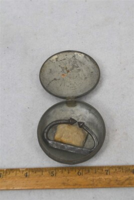 antique pocket tinder,patch box w/flint+striker pat C.J. Hauck 1867,68 original 