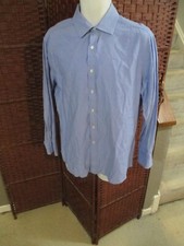 Mens Michael Kors Button Up Dress Shirt Size 17 32/33 Blue Thin Stripes