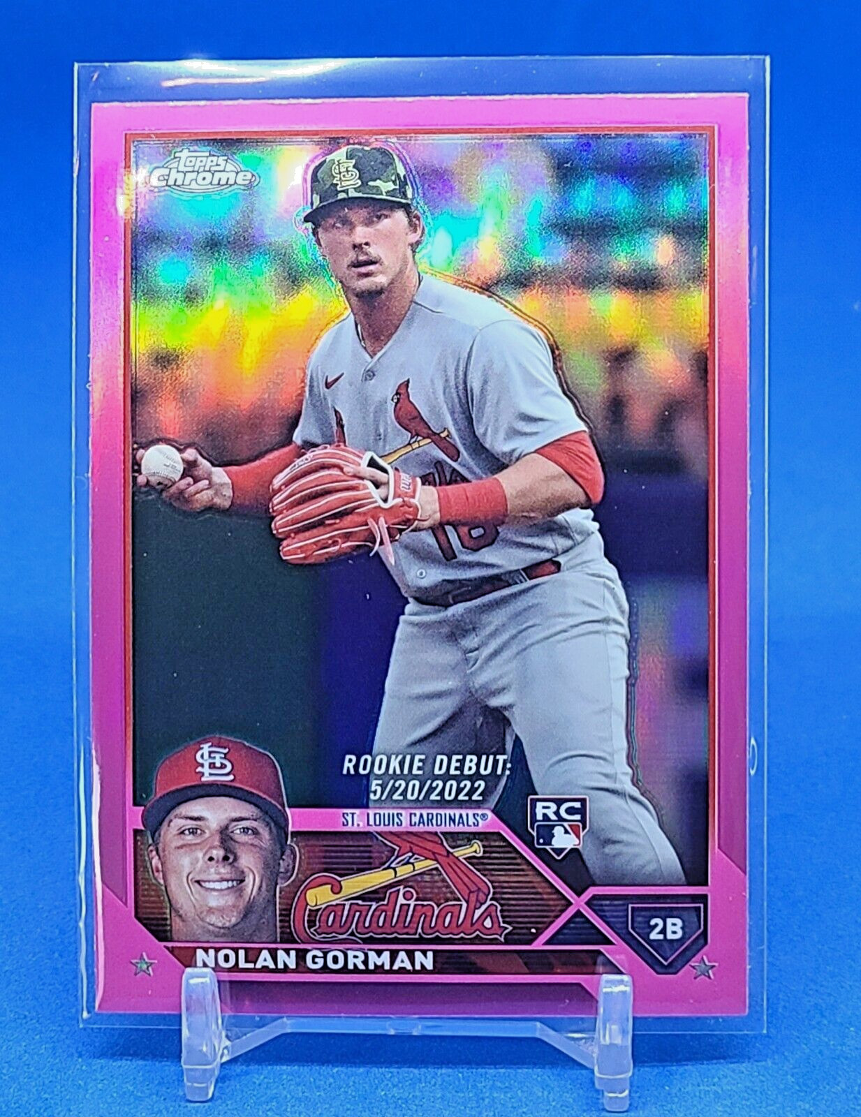 2023 Topps Chrome Update Series Nolan Gorman #USC145 Pink Refractor RC Debut