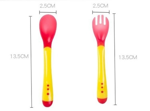 6 pcs Baby Silicone Feeding Temperature Sensing Spoon and Fork - Picture 5 of 6