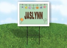 JASLYNN WELCOME BABY GREEN 18 in x 24 in Yard Sign Road Sign with Stand