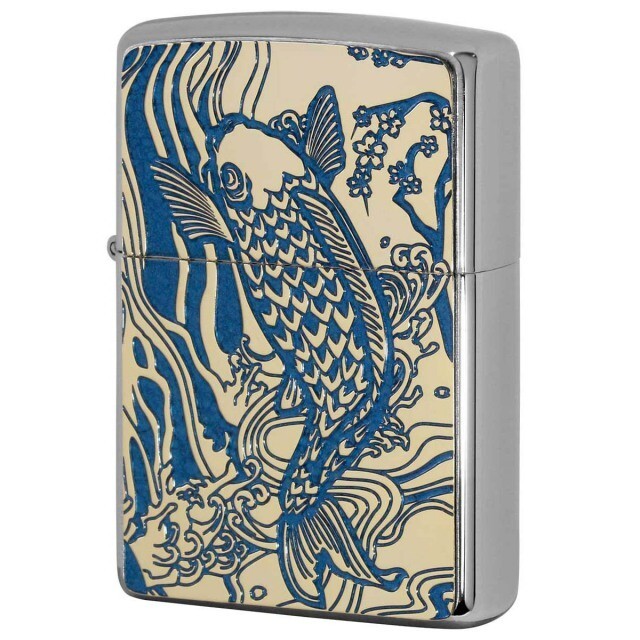 カープモデル Zippo Carp Blue #200 Gold Plated Double Sided Nickel Plated 2MPP